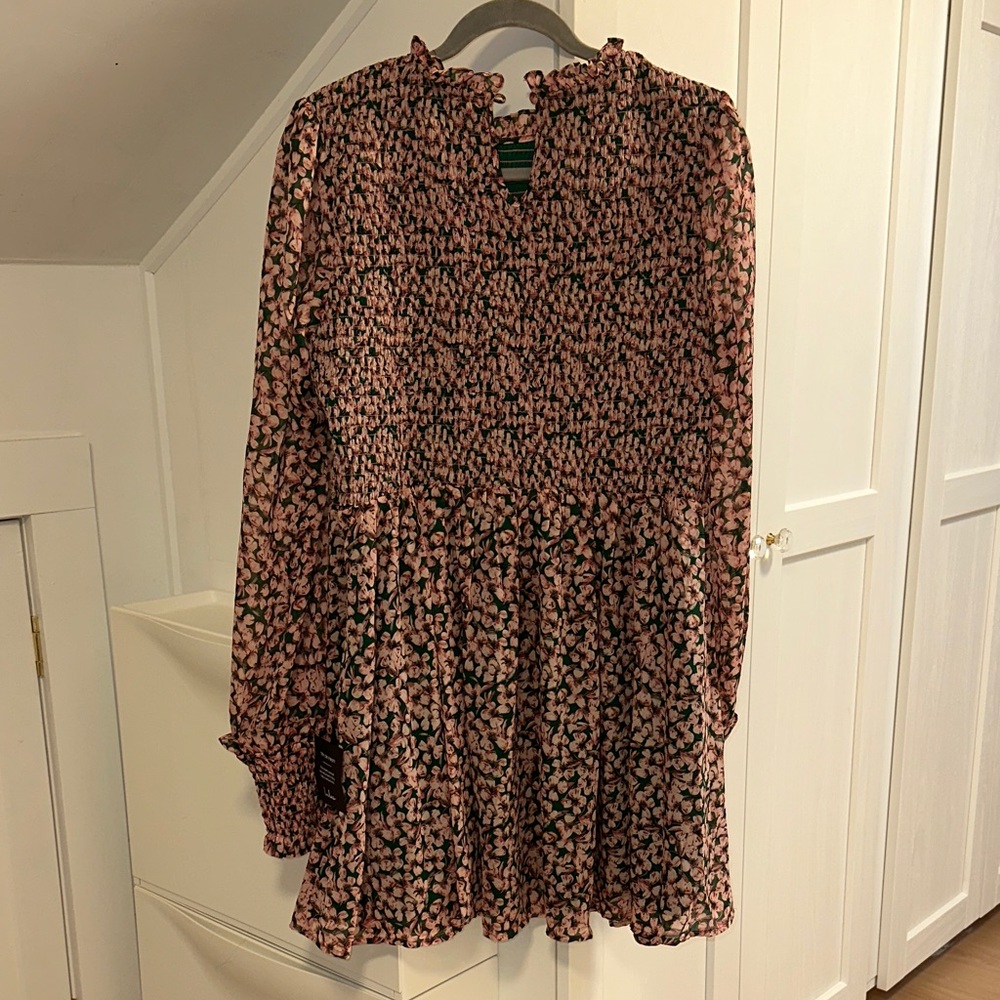 Floral Forever Green and Pink Floral Print Smocked Skater Dress XL NWT - Picture 6 of 10